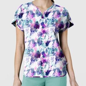 Women’s Wink futuristic floral scrub top size large